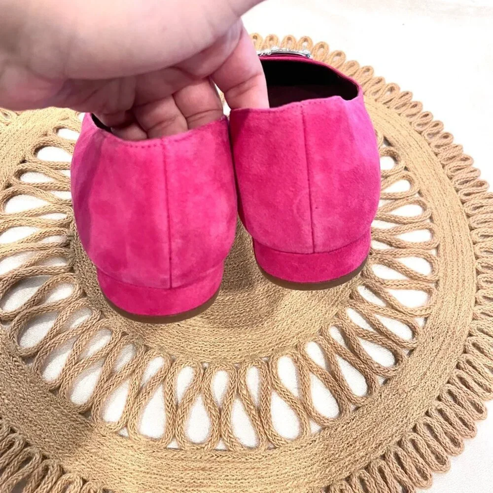 Kate Spade Buckle Up Pink Suede Flats Size 9.5